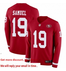 49ers 19 Deebo Samuel Red Team Color Youth Stitched Football Limited Therma Long Sleeve Jersey