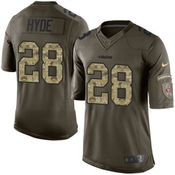 Nike 49ers #28 Carlos Hyde Green Youth Stitched NFL Limited Salute to Service Jersey