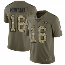 Youth Nike San Francisco 49ers 16 Joe Montana Limited OliveCamo 2017 Salute to Service NFL Jersey