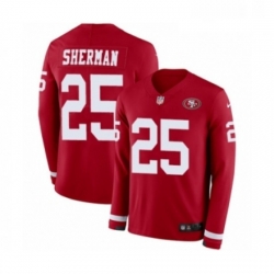 Youth Nike San Francisco 49ers 25 Richard Sherman Limited Red Therma Long Sleeve NFL Jersey