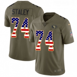 Youth Nike San Francisco 49ers 74 Joe Staley Limited OliveUSA Flag 2017 Salute to Service NFL Jersey