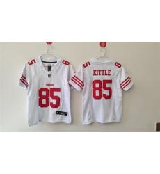 Youth San Francisco 49ers 85 George Kittle White 2024 F U S E  Vapor Untouchable Limited Stitched Football Jersey