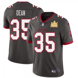 Men Tampa Bay Buccaneers 35 Jamel Dean Men Super Bowl LV Champions Patch Nike Pewter Alternate Vapor Limited Jersey