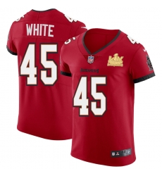 Men Tampa Bay Buccaneers 45 Devin White Men Super Bowl LV Champions Patch Nike Red Vapor Elite Jersey