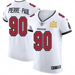 Men Tampa Bay Buccaneers 90 Jason Pierre Paul Men Super Bowl LV Champions Patch Nike White Vapor Elite Jersey