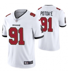 Men Tampa Bay Buccaneers 91 Benning Potoa White Vapor Untouchable Limited Stitched Jersey