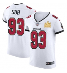 Men Tampa Bay Buccaneers 93 Ndamukong Suh Men Super Bowl LV Champions Patch Nike White Vapor Elite Jersey