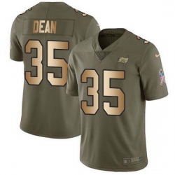 Nike Buccaneers 35 Jamel Dean Olive Gold Men Stitched NFL Limited 2017 Salute To Service Jersey