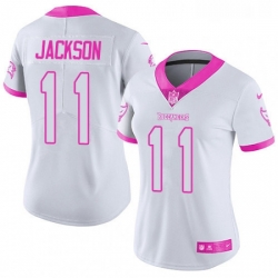 Womens Nike Tampa Bay Buccaneers 11 DeSean Jackson Limited WhitePink Rush Fashion NFL Jersey