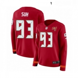 Womens Tampa Bay Buccaneers 93 Ndamukong Suh Limited Red Therma Long Sleeve Football Jersey