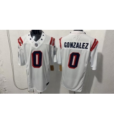 Men New England Patriots  0 Christian Gonzalez White F U S E  Vapor Limited Stitched Football Jersey
