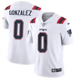 Men New England Patriots 0 Christian Gonzalez White Stitched Vapor Limited Jerseys