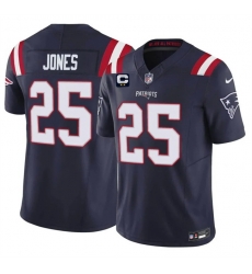 Men New England Patriots  25 Marcus Jones Navy 2026 F U S E  2 Star C Pach Vapor Limited Stitched Football Jersey