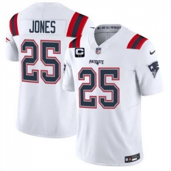 Men New England Patriots  25 Marcus Jones White 2026 F U S E  2 Star C Pach Vapor Limited Stitched Football Jersey