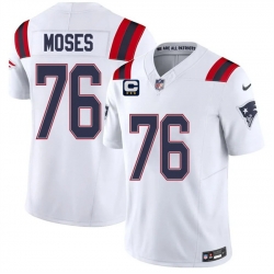 Men New England Patriots  76 KMorgan Moses White 2026 F U S E  3 Star C Pach Vapor Limited Stitched Football Jersey