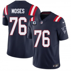 Men New England Patriots  76 Morgan Moses Navy 2026 F U S E  3 Star C Pach Vapor Limited Stitched Football Jersey
