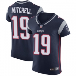 Men Nike Patriots #19 Malcolm Mitchell Navy Blue Team Color Stitched NFL Vapor Untouchable Elite Jersey