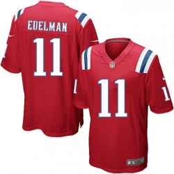 Mens Nike New England Patriots 11 Julian Edelman Game Red Alternate NFL Jersey