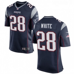 Mens Nike New England Patriots 28 James White Game Navy Blue Team Color NFL Jersey