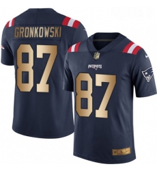 Mens Nike New England Patriots 87 Rob Gronkowski Limited NavyGold Rush NFL Jersey