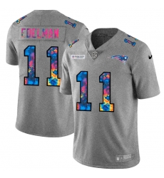 New England Patriots 11 Julian Edelman Men Nike Multi Color 2020 NFL Crucial Catch NFL Jersey Greyheather