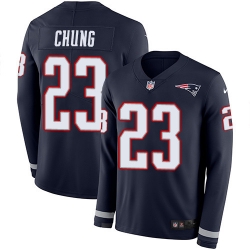 Nike Patriots #23 Patrick Chung Navy Blue Team Color Men Stitched NFL Limited Therma Long Sleeve Jersey