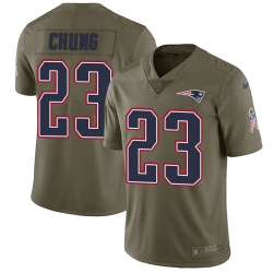 Nike Patriots #23 Patrick Chung Olive Mens Stitched NFL Limited 2017 Salute To Service Jersey