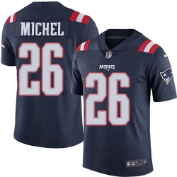 Nike Patriots #26 Sony Michel Navy Blue Mens Stitched NFL Limited Rush Jersey