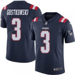 Nike Patriots #3 Stephen Gostkowski Navy Blue Mens Stitched NFL Limited Rush Jersey