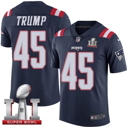 Nike Patriots #45 Donald Trump Navy Blue Super Bowl LI 51 Mens Stitched NFL Limited Rush Jersey