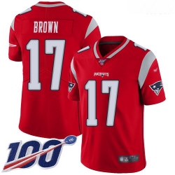 Patriots 17 Antonio Brown Red Men Stitched Football Limited Inverted Legend 100th Season Jersey