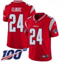 Patriots 24 Stephon Gilmore Red Men Stitched Football Limited Inverted Legend 100th Season Jersey