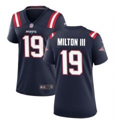 Women New England Patriots 19 Joe Milton III 2024 Navy Stitched Jersey