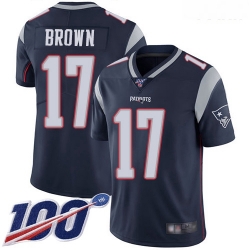 Patriots #17 Antonio Brown Navy Blue Team Color Youth Stitched Football 100th Season Vapor Limited Jersey