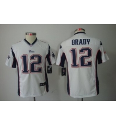 Youth Nike New England Patriots 12# Brady White Color[Youth Limited Jerseys]