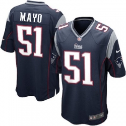 Youth Nike New England Patriots 51# Jerod Mayo Navy Blue Color Jersey(S-XL)