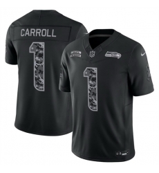 Men Seattle Seahawks 1 Pete Carroll Black F U S E 2026 Salute to Service Limited Stitched Football Jersey Men Seattle Seahawks 1 Pete Carroll Black F U S E 2026 Salute to Service Limited Stitched Football Jersey