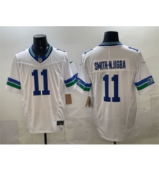 Men Seattle Seahawks 11 Jaxon Smith Njigba White F U S E  Vapor Throwback Limited Stitched Football Jersey