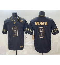 Men Seattle Seahawks 9 Kenneth Walker III Black Gold 2025 F U S E 50th Season Patch Vapor Limited Stitched Football Jersey Men Seattle Seahawks 9 Kenneth Walker III Black Gold 2025 F U S E 50th Season Patch Vapor Limited Stitched Football Jersey