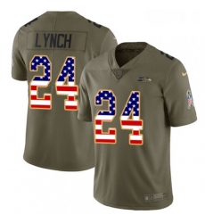 Mens Nike Seattle Seahawks 24 Marshawn Lynch Limited OliveUSA Flag 2017 Salute to Service NFL Jersey