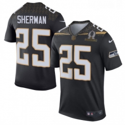 Mens Nike Seattle Seahawks 25 Richard Sherman Elite Black Team Irvin 2016 Pro Bowl NFL Jersey