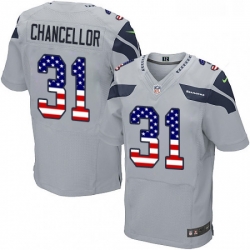 Mens Nike Seattle Seahawks 31 Kam Chancellor Elite Grey Alternate USA Flag Fashion NFL Jersey