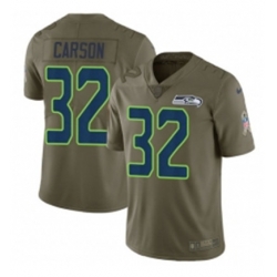 Mens Nike Seattle Seahawks 32 Chris Carson Limited Olive 2017 Salute to Service NFL Jersey