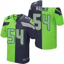 Mens Nike Seattle Seahawks 54 Bobby Wagner Elite NavyGreen Split Fashion NFL Jersey