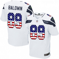 Mens Nike Seattle Seahawks 89 Doug Baldwin Elite White Road USA Flag Fashion NFL Jersey