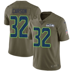 Nike Seahawks #32 Chris Carson Olive Men Stitched NFL Limited 2017 Salute To Service Jersey