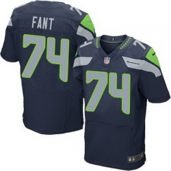 Nike Seahawks #74 George Fant Steel Blue Team Color Men Stitched NFL Elite Jersey