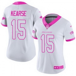 Nike Seahawks #15 Jermaine Kearse White Pink Womens Stitched NFL Limited Rush Fashion Jersey