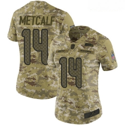 Seahawks #14 D K  Metcalf Camo Women Stitched Football Limited 2018 Salute to Service Jersey