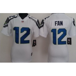 Women Nike Seattle Seahawks 12# Fan White Nike NFL Jerseys